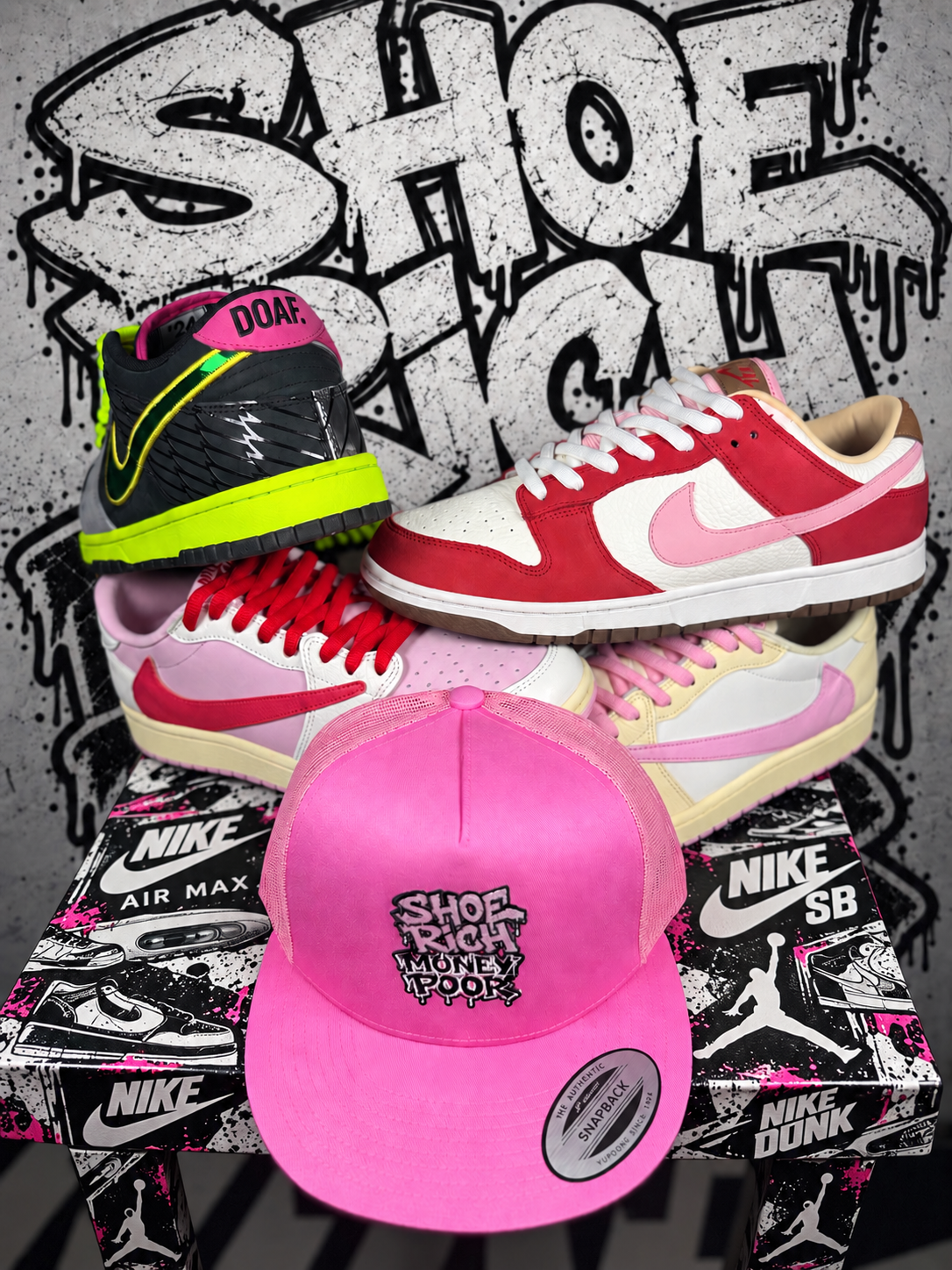 SHOE RICH MONEY POOR VOLT PINK SNAPBACK